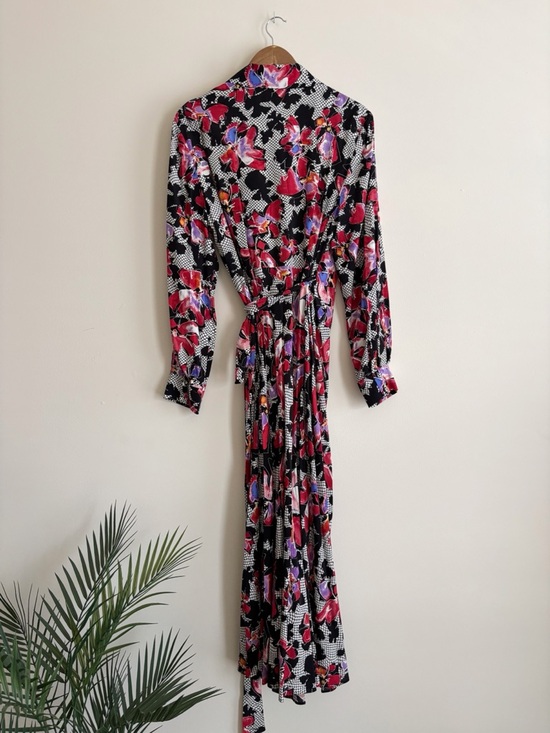 Diane von Furstenberg Odette Floral Tori Midi Wrap Dress Large Designer Spring - Picture 5 of 9